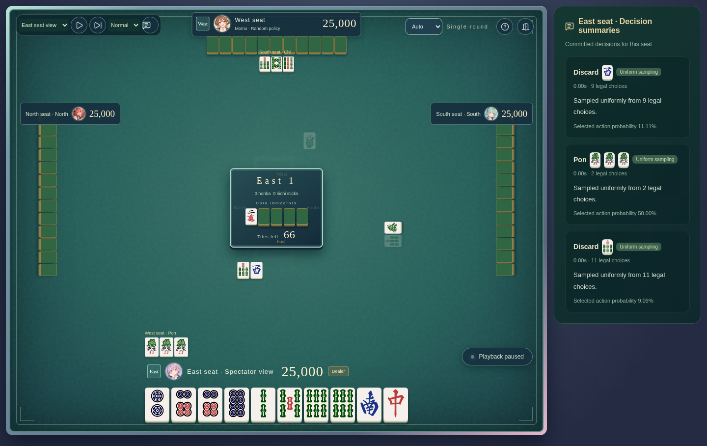RiichiLM AI spectator table